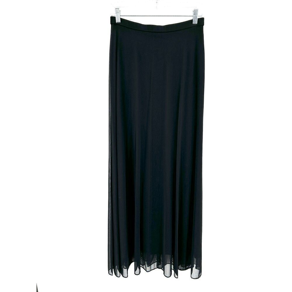 TADASHI SHOJI Vintage Black Long Floor Length Layered Formal Maxi Skirt Size 10